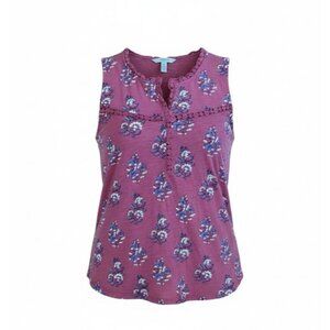 Women's Lucky Brand Pink and Purple Flowers Sleeveless Blouse Size Large